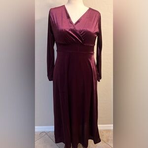 Chic Long Sleeve Burgundy Dress